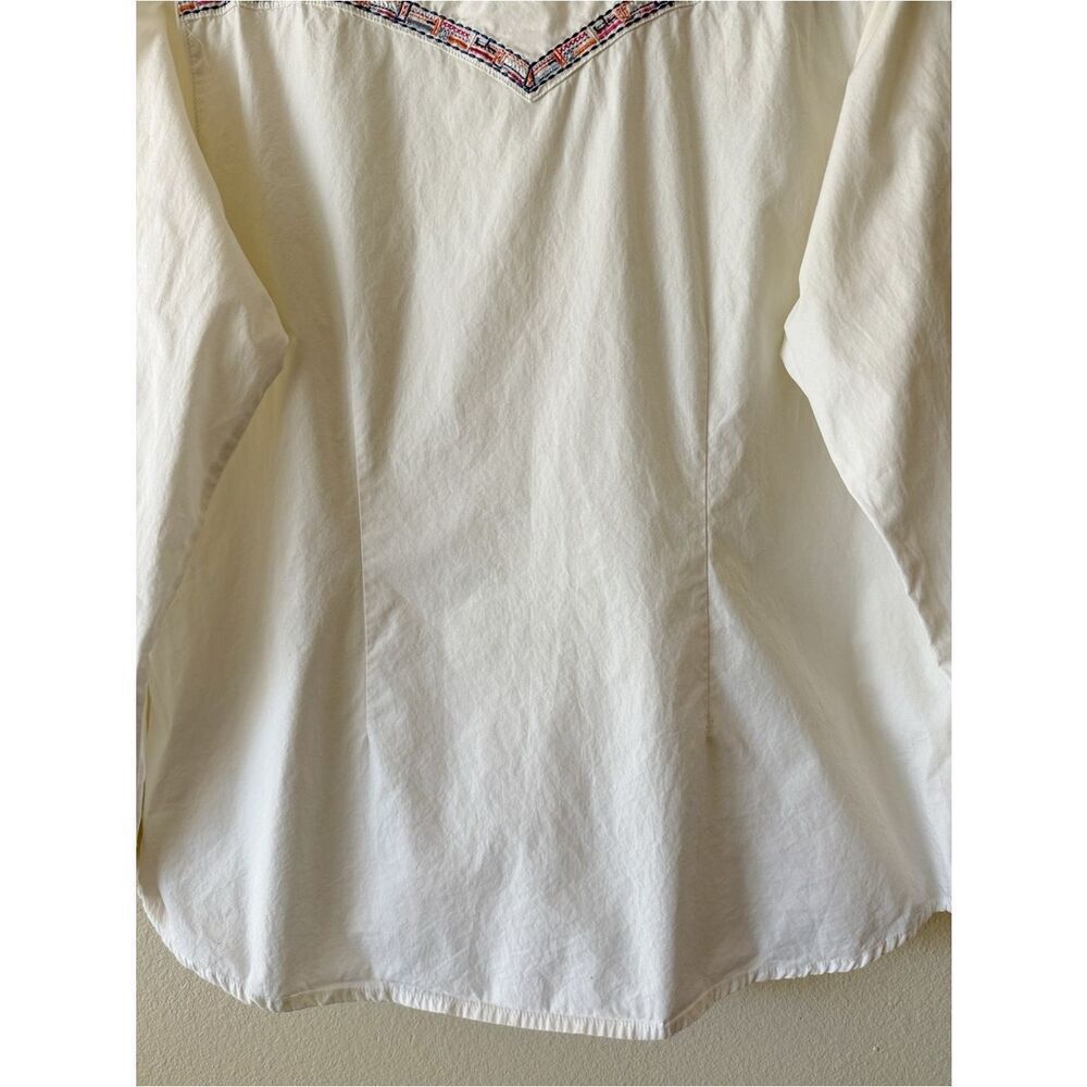 Wrangler Western Pearl Snap Button Down Shirt Cotton Embroidered Yoke Boho - Picture 9 of 10